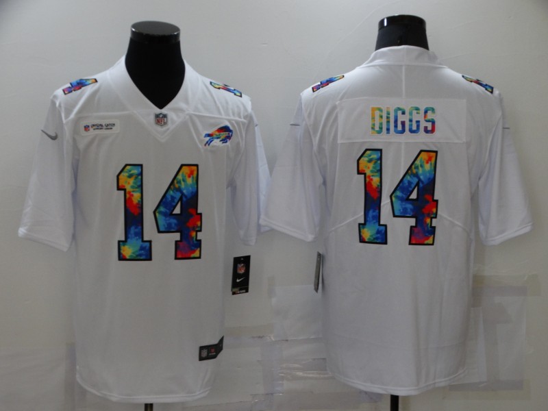 Men Buffalo Bills #14 Diggs White Rainbow version 2021 Nike NFL Jersey->oakland raiders->NFL Jersey